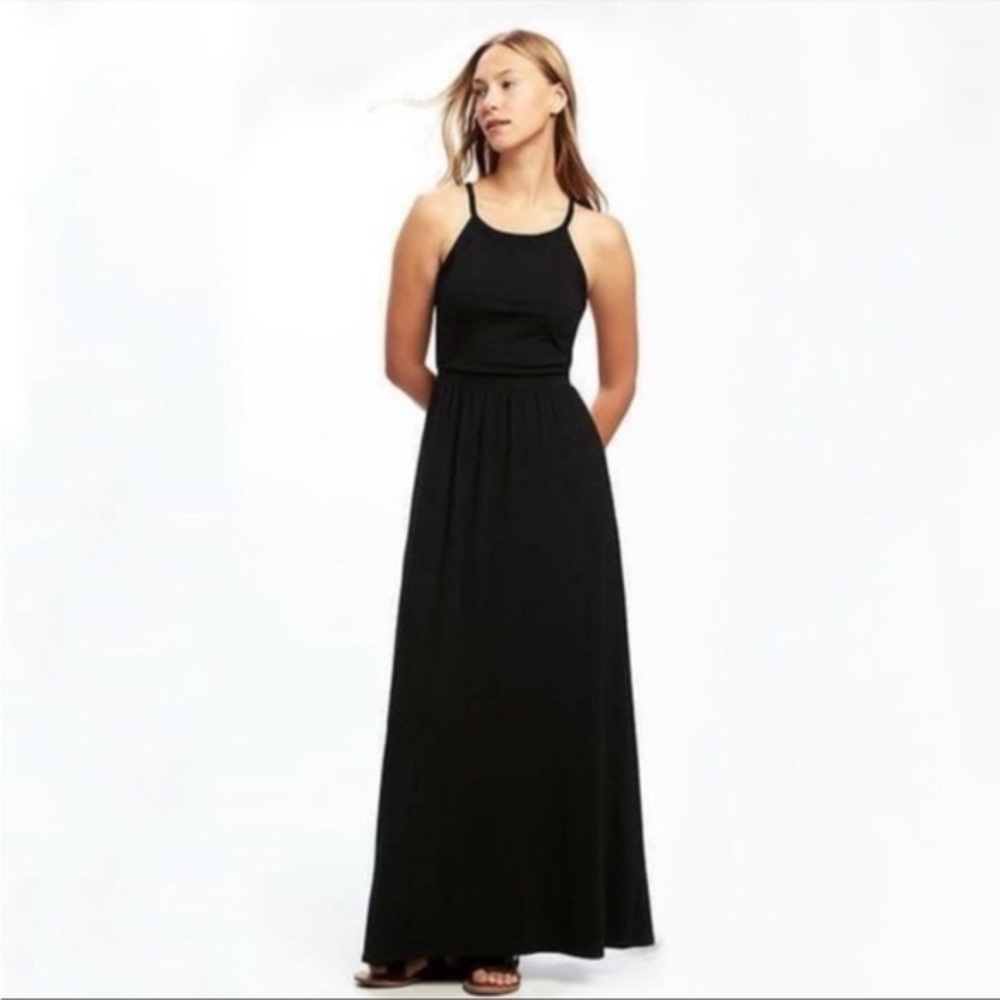 Old Navy Black Halter Maxi Dress